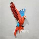 Parrot Wall Hanging Sculpture | 91.4 x 45.7 x 12.7 cm | 2.4 kg Fiberglass & Marble | Vibrant Tropical Bird Art | Home Decor Accent | Jaipurio