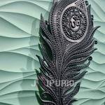 Om Peacock Feather Wall Sculpture (121.9 cm × 61.0 cm × 3.8 cm/48" × 24" × 1.5", 6500 g) | Sacred Art | Premium Fiberglass with Marble Powder