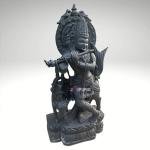 Hand-Carved Black Stone Krishna Statue | 60.96 CM Spiritual Sculpture | Traditional Indian Artistry