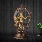 Brass Nataraja Statue | 26" x 17" x 6.5" | 18 kg | Dual Tone Finish | Anandatandav Dance Form | Sacred Temple Art | Jaipurio