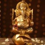 Antique Gold Hand Crafted Ganesha Idol | Traditional 28.4 × 6.6 × 11.7 cm Brass Statue | Premium Temple Art | Religious Decor | Jaipurio