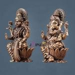 Pure Brass Superfine Small Ganesh Lakshmi Idol - 2.5" Tall
