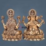 Intricate Ganesha and Lakshmi Superfine Brass Idols with Clear Detailing - 6" Height