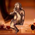 Pure Brass Wall Hanging Baby Krishna Statue in Antique Rustic Finish - 11"