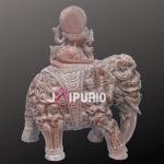 Krishna on Elephant Pink Stone Statue | Divine 18" Temple Art | Handcrafted Sacred Masterpiece | Unique Sculpture | Jaipurio