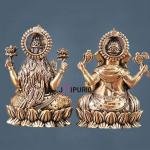 Brass Superfine Ganesha Lakshmi Idols - 3" Height | Intricate Lightweight Duo