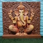 Lord Ganesha Wall Sculpture (121.9 cm × 121.9 cm × 20.3 cm/48" × 48" × 8", 20000 g) | Divine Spiritual Art | Premium Fiberglass with Marble Powder by Jaipurio