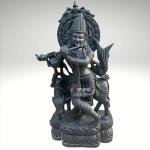 Hand-Carved Black Stone Krishna Statue | 60.96 CM Spiritual Sculpture | Traditional Indian Artistry