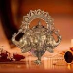 Pure Brass Trimukhi Ganapati | 17.5" x 15.7" Wall Hanging | 7.17 kg | Three-Faced Divine Form | Sacred Hindu Art | Temple Grade | Jaipurio