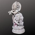 Pink Stone Krishna Idol | Divine 1.5ft Temple Murti | Handcrafted Sacred Sculpture | Traditional Art Masterpiece | Jaipurio