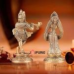 Pure Brass Radha Krishna Idols - Superfine 4.5" Pair | Elegant Compact Sculpture | Divine Love Home Decor | Intricate Craftsmanship | 1 kg Spiritual Gift