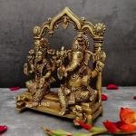 9" Pure Brass Ganesha Laxmi Pair | Sacred Divine Duo | Prosperity Blessing Murti