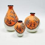 Hand-Painted Terracotta Vase Set | Traditional Indian Earthen Pots | Artisan Crafted Home Decor | 3 Sizes | Authentic Clay Art | Eco-Friendly Decor