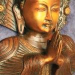 Pure Brass Big Buddha Face Namaste Wall Hanging - Vintage Dual-Tone Finish