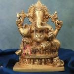 Antique Golden Ganesha Brass Idol | Traditional 22.9 × 10.9 × 17.8 cm Table Top Murti | Handcrafted Vinayak Statue | Premium Decor | Jaipurio