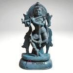 Blue Krishna Soapstone Statue | Divine 15" Temple Murti | Handcrafted Sacred Masterpiece | Traditional Art | Jaipurio