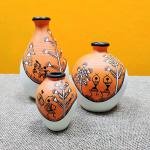 Hand-Painted Terracotta Vase Set | Traditional Indian Earthen Pots | Artisan Crafted Home Decor | 3 Sizes | Authentic Clay Art | Eco-Friendly Decor