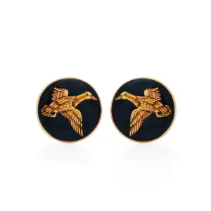 Black Mallard Brass Cufflink | Artisanal Luxury Accessories | Jaipurio