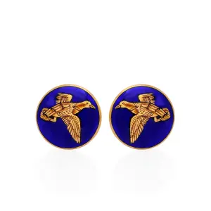 Blue Mallard Brass Cufflink | Moorish-Inspired Accessories | Jaipurio