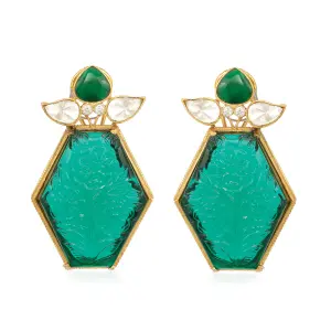 Zehra Green Earrings | Jaipurio Curates Holiday Collection | Festive Elegance