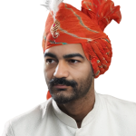 Red Lehariya Traditional Safa | Premium Handcrafted Wave Pattern Turban, Wedding Wear | Classic Rajasthani Headgear | Ceremonial Choice