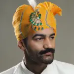 Lehariya Kesariya Traditional Safa | Premium Handcrafted Wave Pattern Turban, Wedding Wear | Classic Rajasthani Headgear | Ceremonial Choice