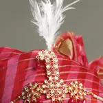 Kalangi Sarpech with Silver Stones - Magenta & Golden Groom's Wedding Accessories