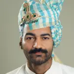 Golden-Sky Blue Safa | Regal Turban for Men | Jaipurio