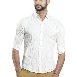 White Cotton Print Casual Shirt - Premium Comfort Style Excellence | Jaipurio