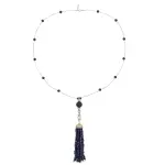 Sodalite and Lapis Tassel Necklace | Handcrafted Brass Blue Gemstone Design | 45 cm Traditional Royal Stone Jewelry | Rajasthani Artisan Craft | Jaipurio