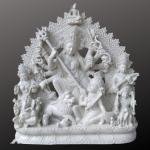 Durga Maa with Deities Marble Statue | Sacred 18" Temple Murti | Handcrafted Divine Assembly | Complete Sacred Art | Jaipurio