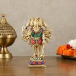 Pure Brass Standing Panchmukhi Hanuman Idol | 7" x 4.5" x 2.4" (17.8 x 11.4 x 6.1 cm) | 1.182 kg Five-Faced Sacred Art | Premium Divine Murti