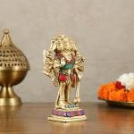 Pure Brass Standing Panchmukhi Hanuman Idol | 7" x 4.5" x 2.4" (17.8 x 11.4 x 6.1 cm) | 1.182 kg Five-Faced Sacred Art | Premium Divine Murti