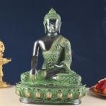 Pure Brass Buddha Sculpture | 13" Height | Black, Green & Gold Finish | Sacred Art Collection | Contemporary Design | Premium Decor | Jaipurio