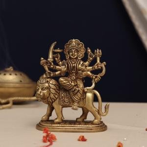 Handcrafted Brass Durga Mata Idol | Premium 5.5-Inch Spiritual Sculpture | Traditional Hindu Artistry