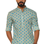 Leheriya Sanganeri Print Light Green Cotton Kurta Pajama | Traditional Dual Print Design | Premium Ethnic Wear | Handcrafted Excellence