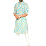 Leheriya Sanganeri Print Light Green Cotton Kurta Pajama | Traditional Dual Print Design | Premium Ethnic Wear | Handcrafted Excellence