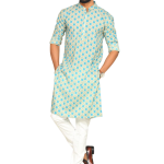 Leheriya Sanganeri Print Light Green Cotton Kurta Pajama | Traditional Dual Print Design | Premium Ethnic Wear | Handcrafted Excellence