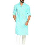 Leheriya Sanganeri Print Light Green Cotton Kurta Pajama | Traditional Dual Print Design | Premium Ethnic Wear | Handcrafted Excellence