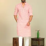 Pink Sanganeri Booti Print Cotton Kurta Pajama | Traditional Block Print Design | Premium Ethnic Wear | Handcrafted Excellence