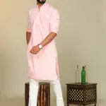 Solid Light Pink Kurta Pajama Set | Premium Cotton Ethnic Wear | Classic Men's Formal & Casual Ensemble | Timeless Comfort Design