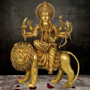 Handcrafted Super Fine Brass Durga Mata Idol | Premium 24.5-Inch Spiritual Sculpture | Traditional Hindu Artistry