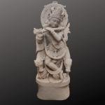 2.5ft Hand Carved Off-White Sandstone Lord Krishna Murti | Jaipurio