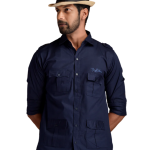 Men's Rajputana Hunting Styled Navy Blue Shirt | Noble Outdoor Wear