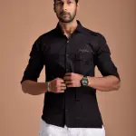 Men's Rajputana Hunting Styled Black Shirt | Regal Outdoor Wear