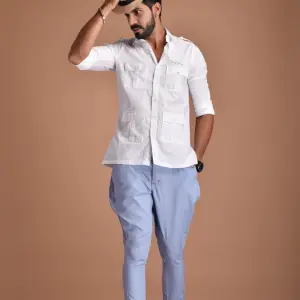 Men's Rajputana Hunting Styled White Shirt | Regal Outdoor Wear