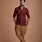 Men's Rajputana Hunting Styled Maroon Shirt | Royal Outdoor Wear