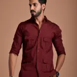 Men's Rajputana Hunting Styled Maroon Shirt | Royal Outdoor Wear