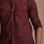 Men's Rajputana Hunting Styled Maroon Shirt | Royal Outdoor Wear