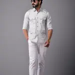 Comfy Ice Blue Hunting Style Shirt | Premium Men's Sportswear | Classic Outdoor Design | Comfortable Cotton Fabric | Size 36-44